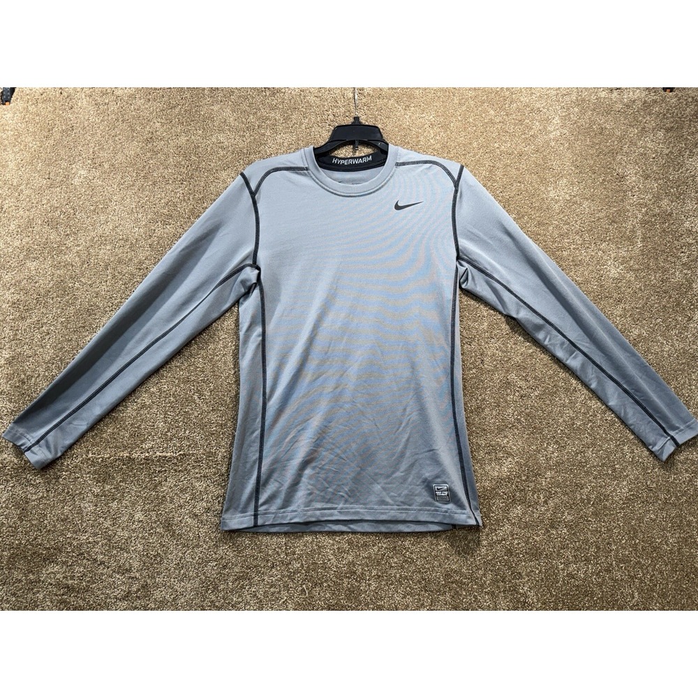 Nike Pro‎ Combat Mens Top Size Small -  Hyperwarm Fitted Crew Gray